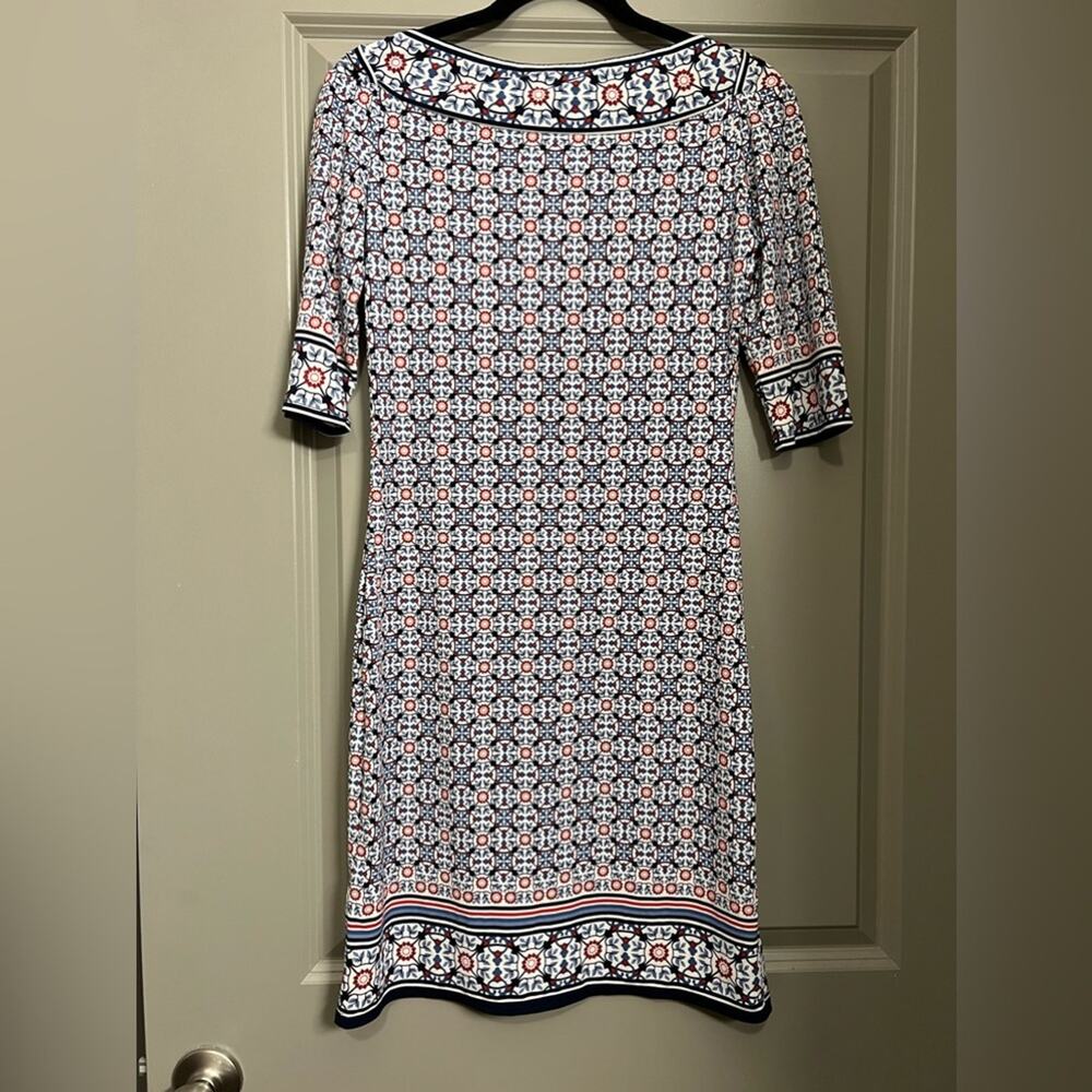 Max Studio Blue and Red Patterned Dress Like New - Picture 3 of 6
